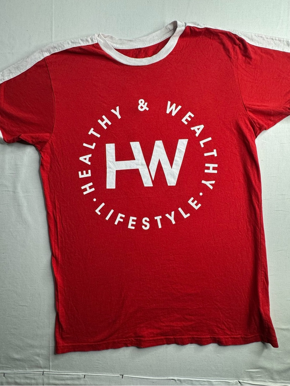 H&M Red and White Graphic Ringer Tee